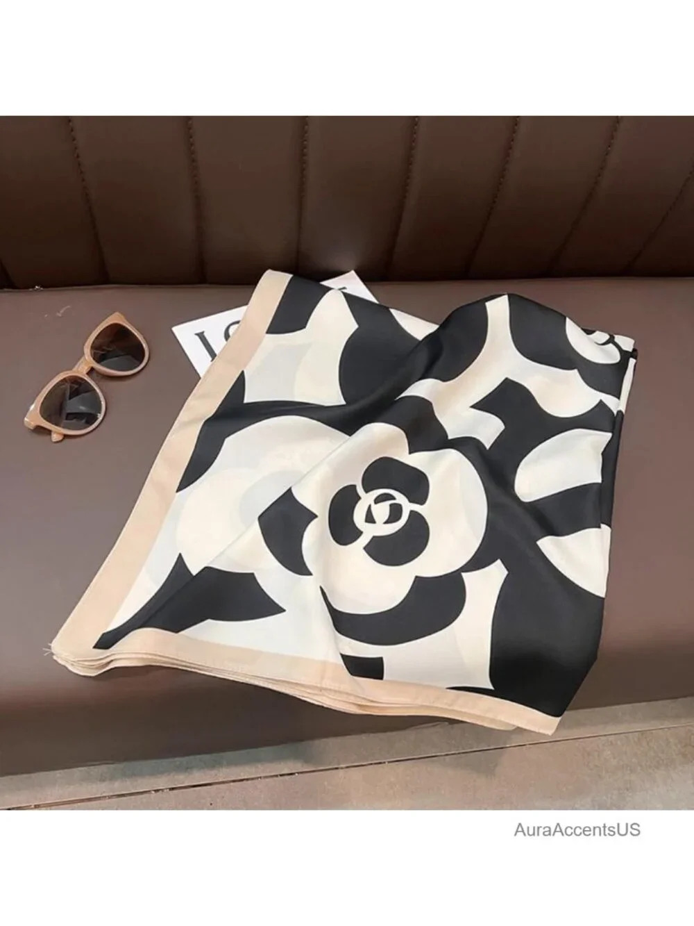 Large Square Silk Like Head Scarf - 35 Inch Print Bandana for Hair Wrapping